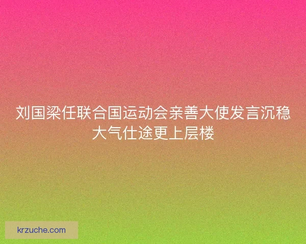 刘国梁任联合国运动会亲善大使发言沉稳大气仕途更上层楼